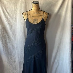 Floor length spaghetti strap black dress